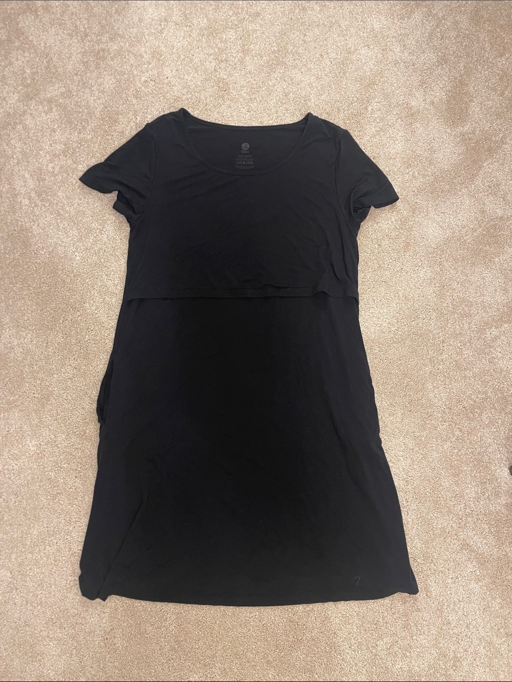 Black Short Sleeve Nursing T-Shirt Dress